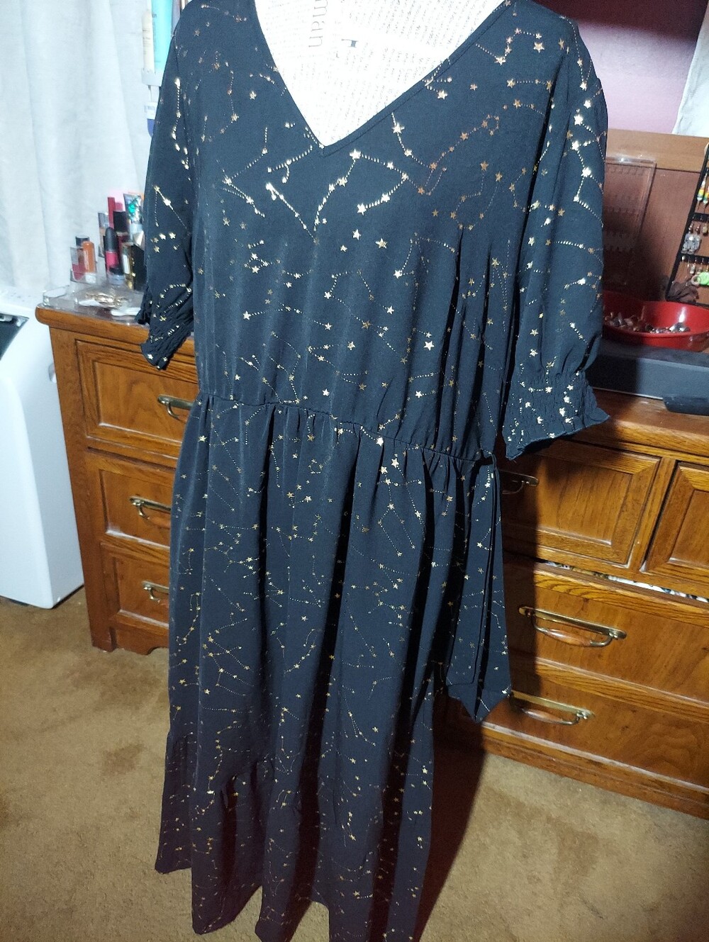 NEW Bloomchic Black and Gold Star Maxi Belted Dress Size 18-20 Plus Size
